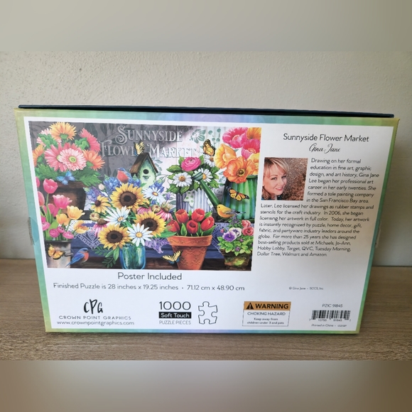 Crown Point Graphics 1000 Piece Puzzle "Sunnyside Flower Market" by Gina June - Picture 2 of 5